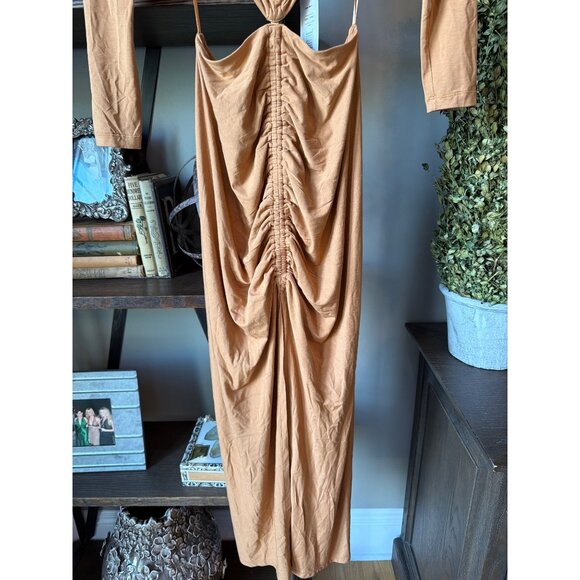 RONNY KOBO Zadia Cut Out Maxi Dress Camel Womens Size Small - Picture 7 of 10